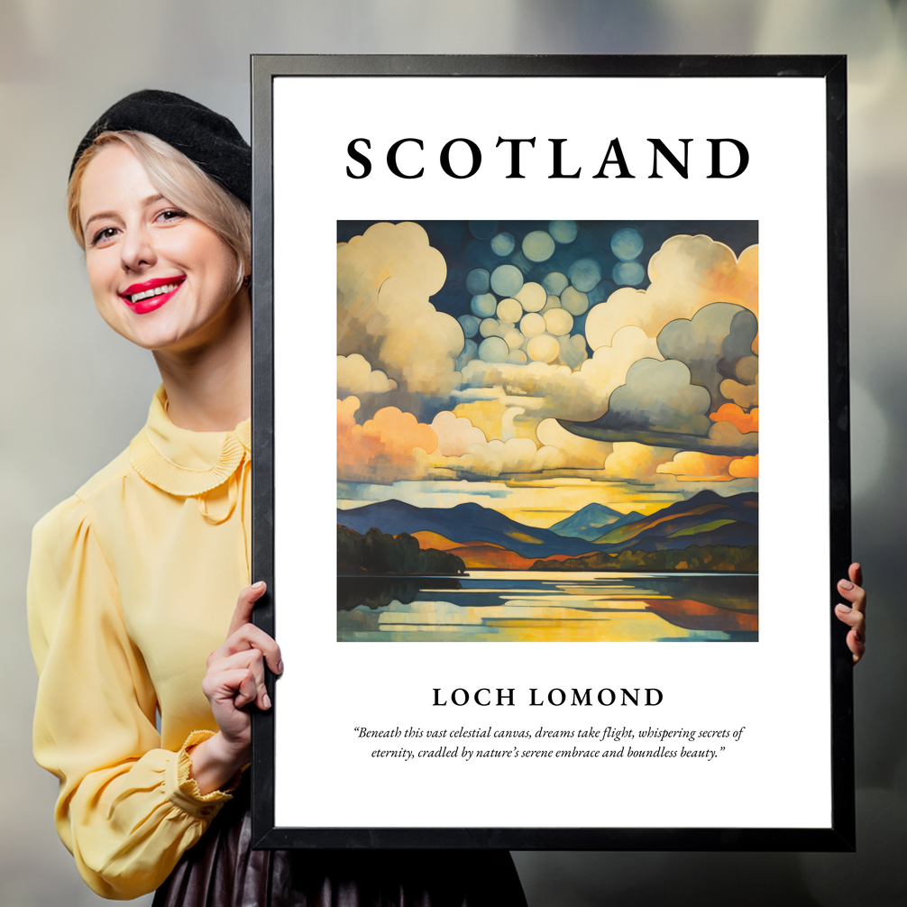 Person holding a poster of Loch Lomond