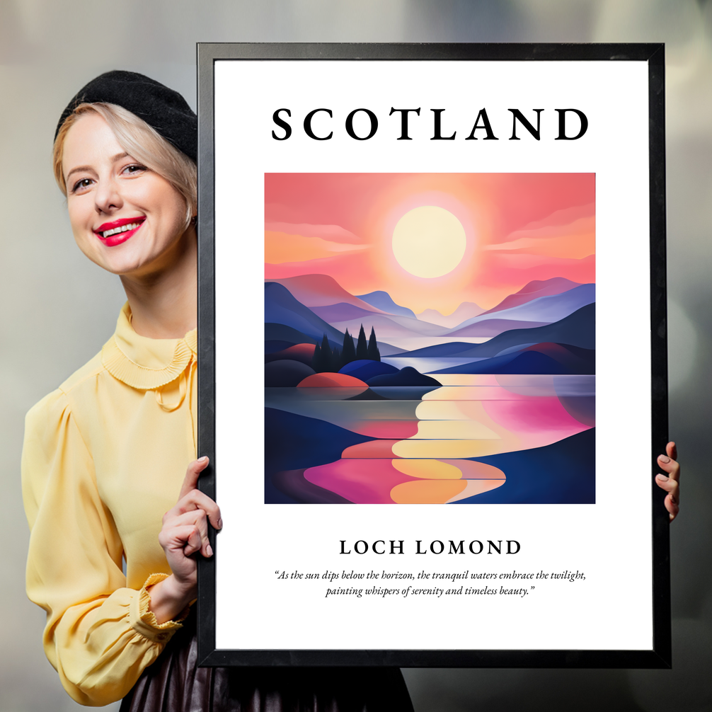 Person holding a poster of Loch Lomond