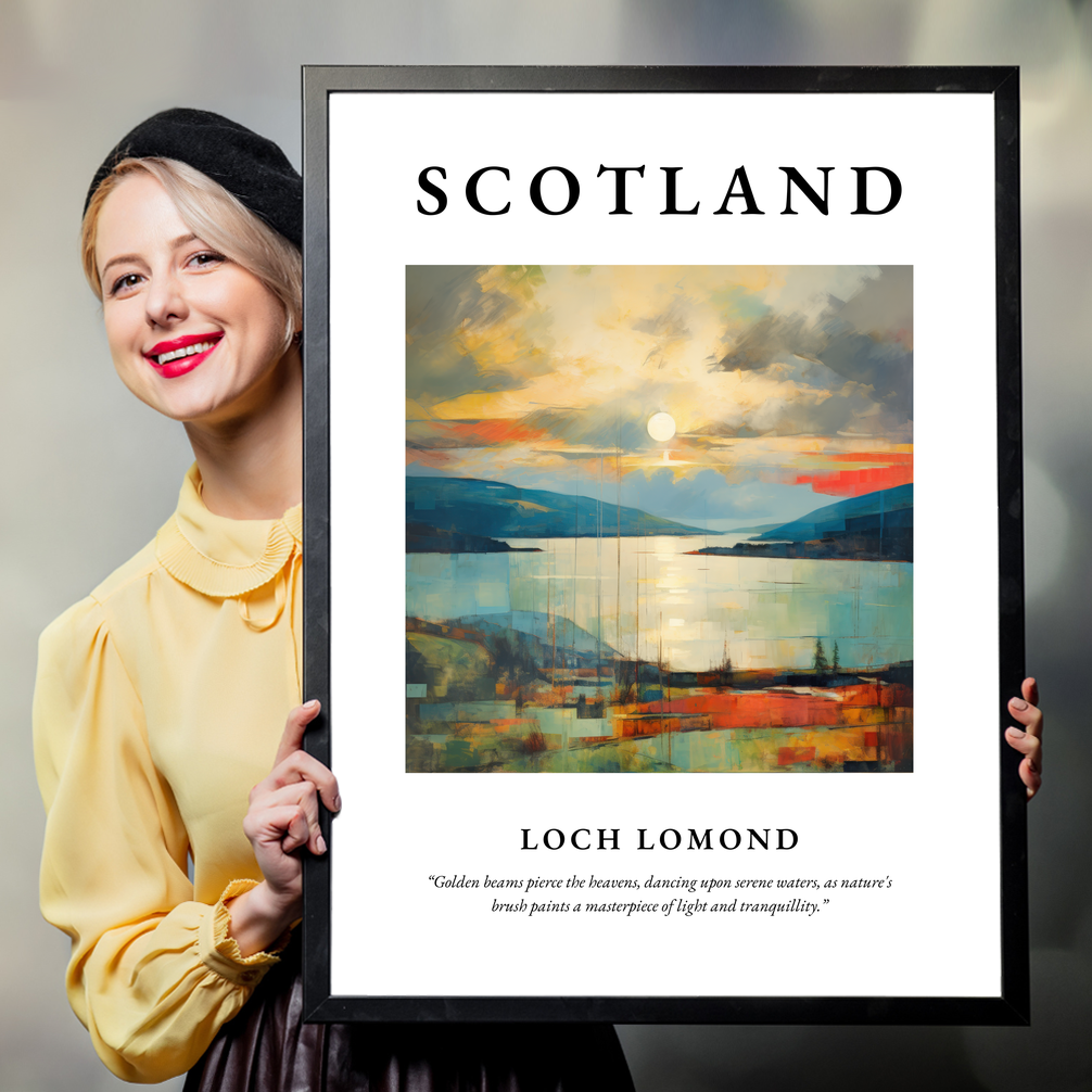 Person holding a poster of Loch Lomond