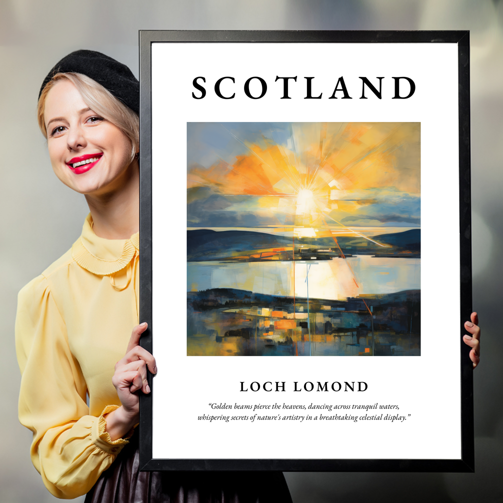 Person holding a poster of Loch Lomond