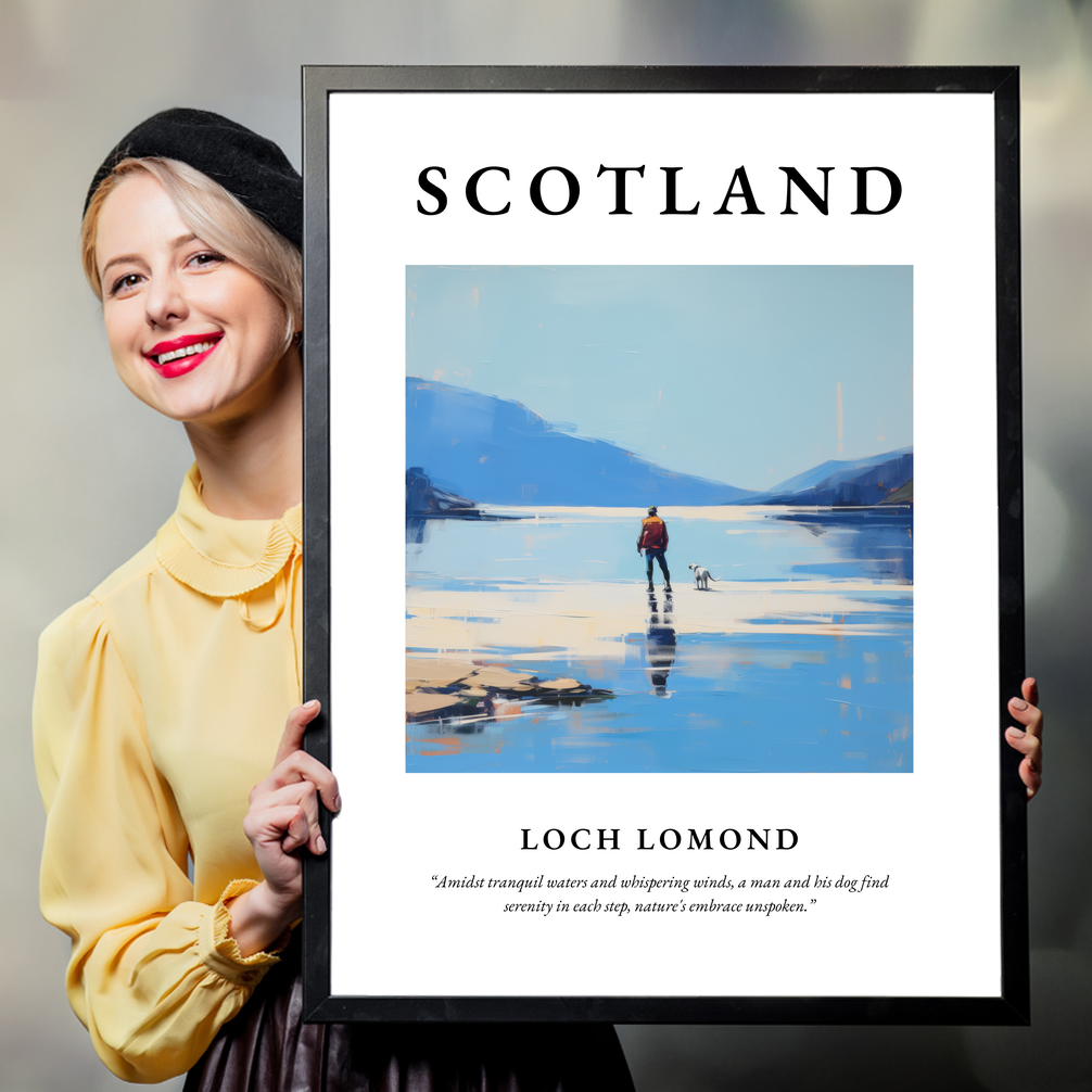 Person holding a poster of Loch Lomond