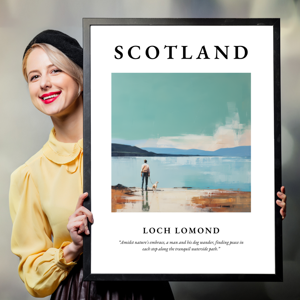 Person holding a poster of Loch Lomond