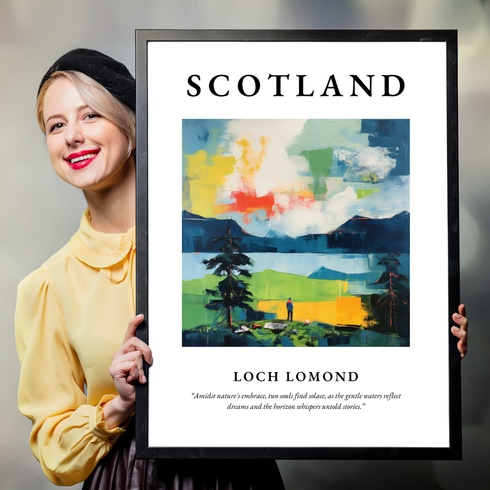 Person holding a poster of Loch Lomond