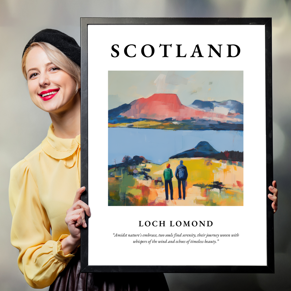 Person holding a poster of Loch Lomond