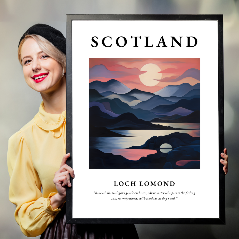 Person holding a poster of Loch Lomond