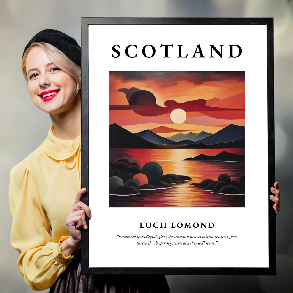 Person holding a poster of Loch Lomond