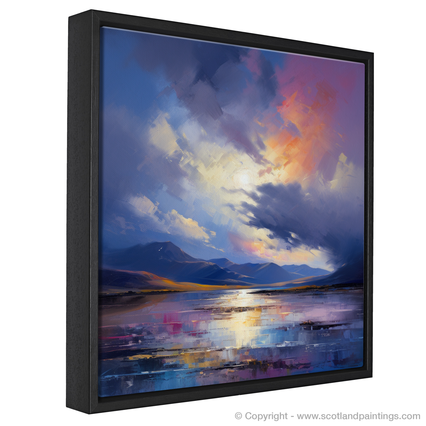 Painting and Art Print of A huge sky above Loch Lomond entitled "Skydance over Loch Lomond".