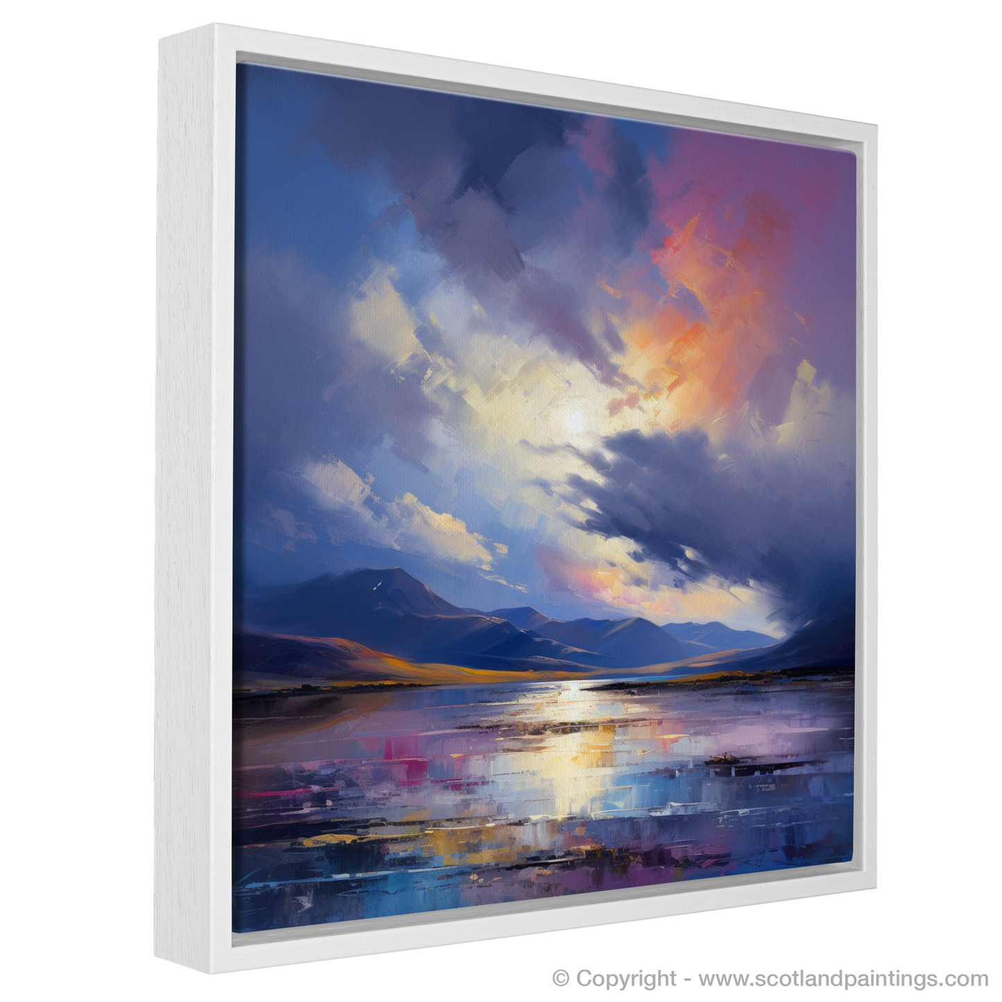 Painting and Art Print of A huge sky above Loch Lomond entitled "Skydance over Loch Lomond".