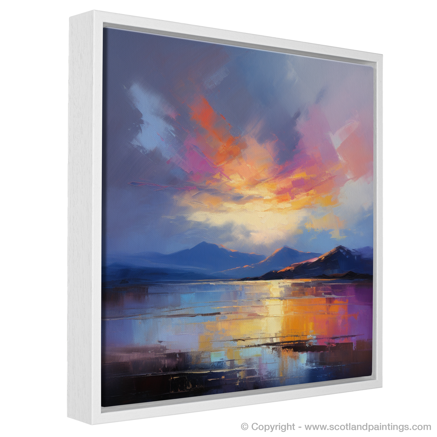 Painting and Art Print of A huge sky above Loch Lomond entitled "Sky Ablaze: The Majesty of Loch Lomond".