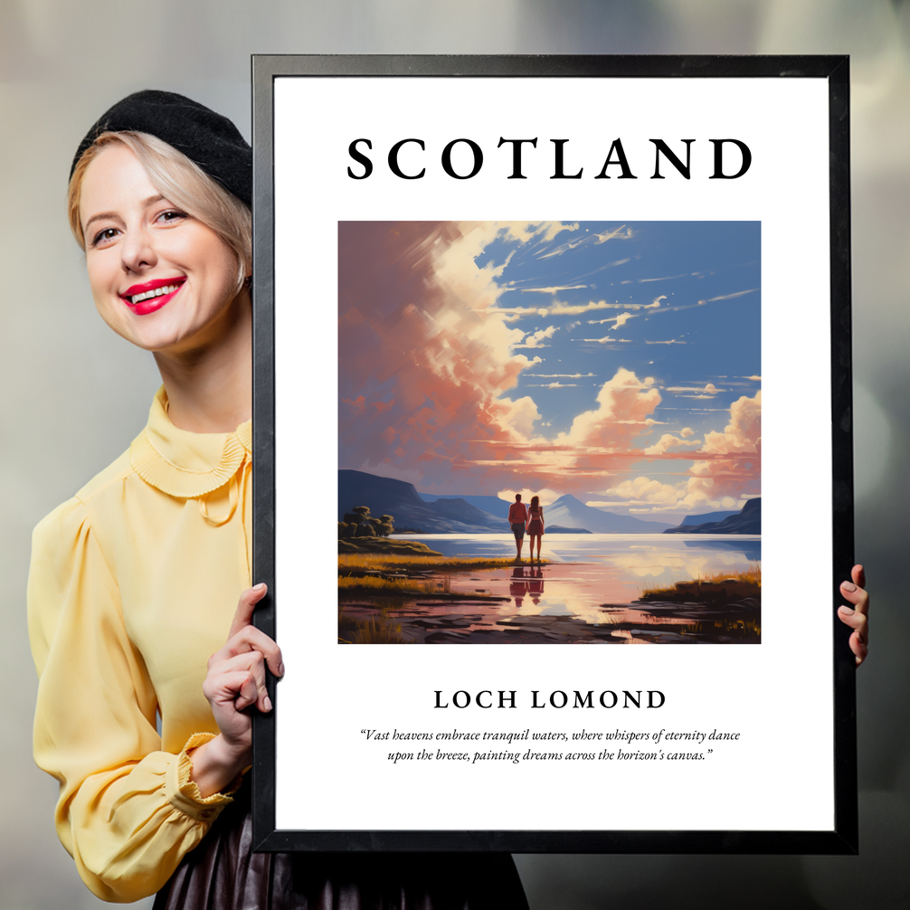 Person holding a poster of Loch Lomond