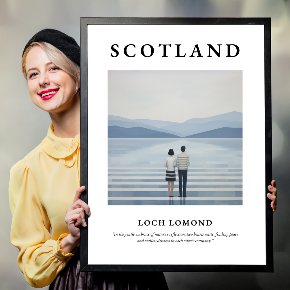 Person holding a poster of Loch Lomond