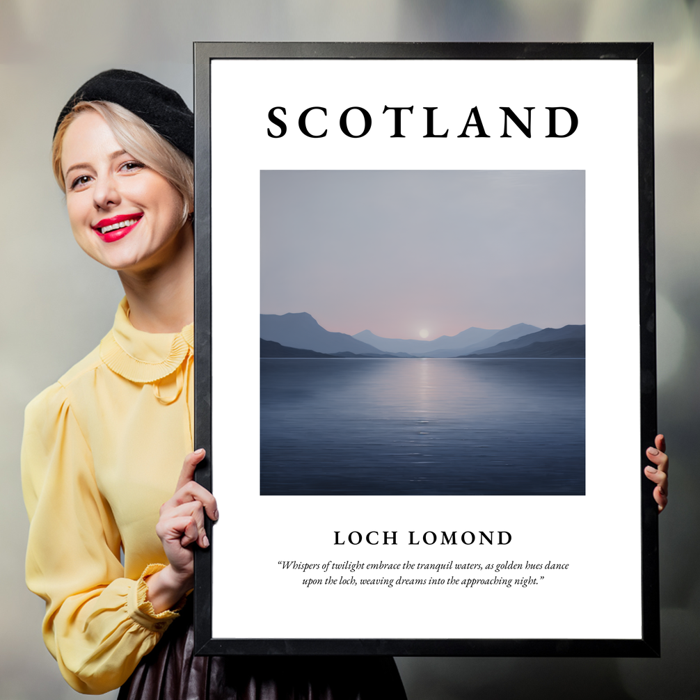 Person holding a poster of Loch Lomond