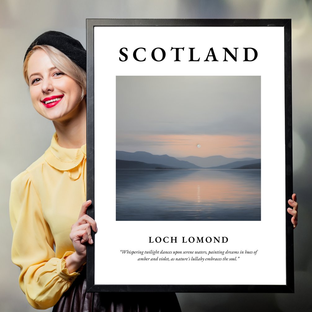 Person holding a poster of Loch Lomond