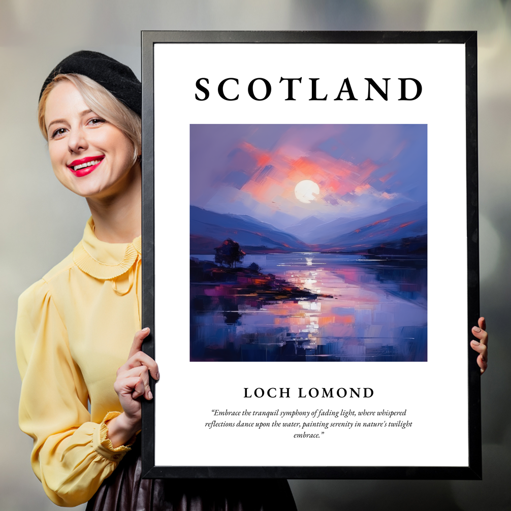 Person holding a poster of Loch Lomond