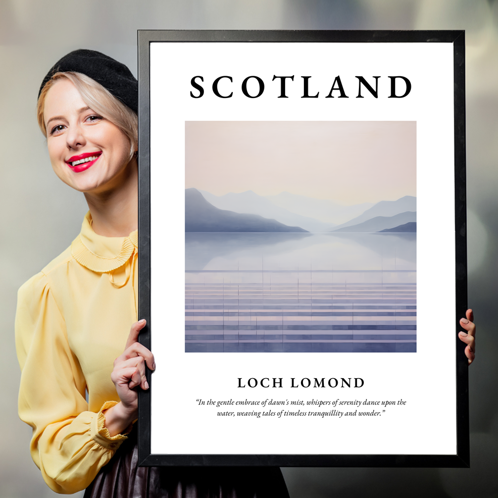 Person holding a poster of Loch Lomond