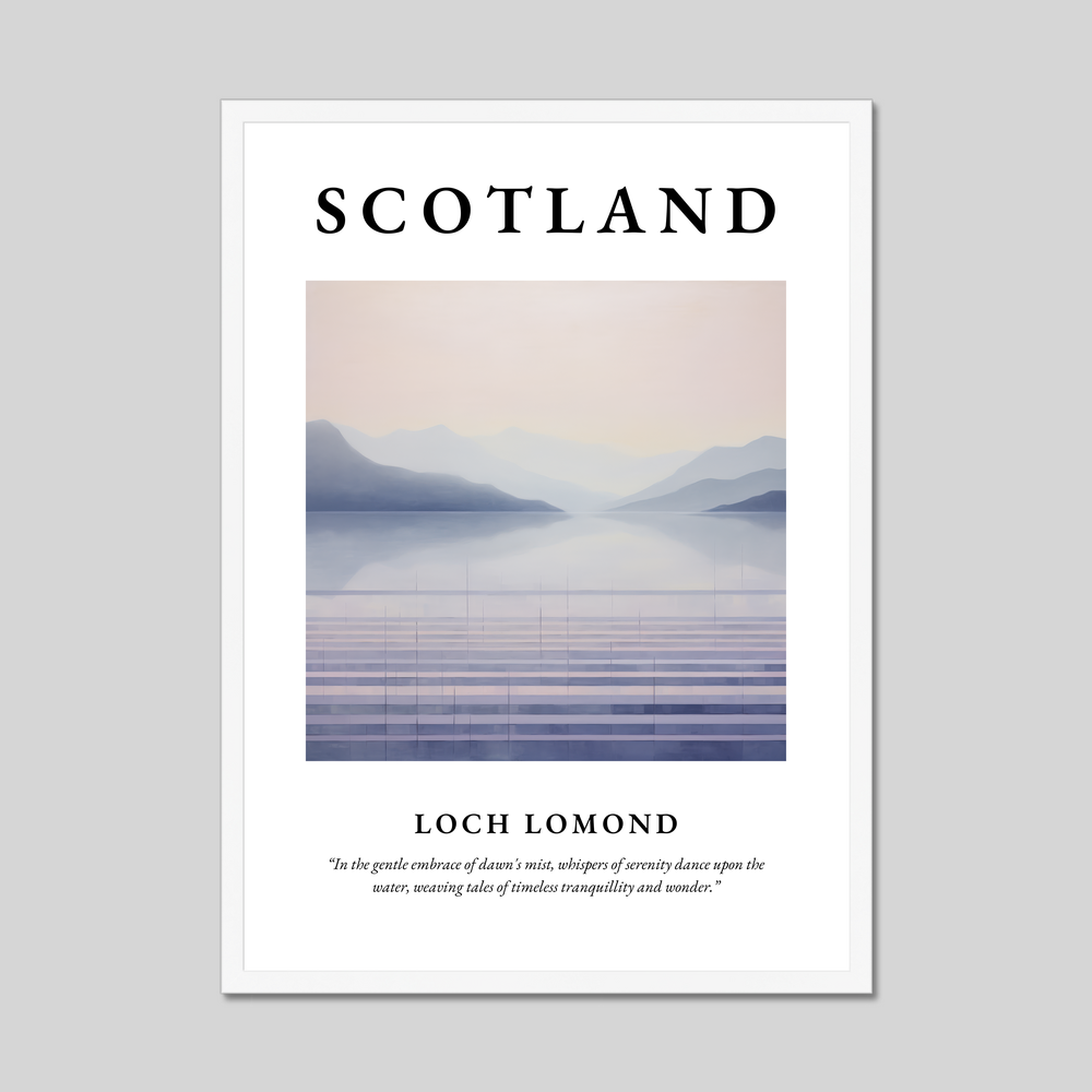 Poster in a white frame with the word Scotland