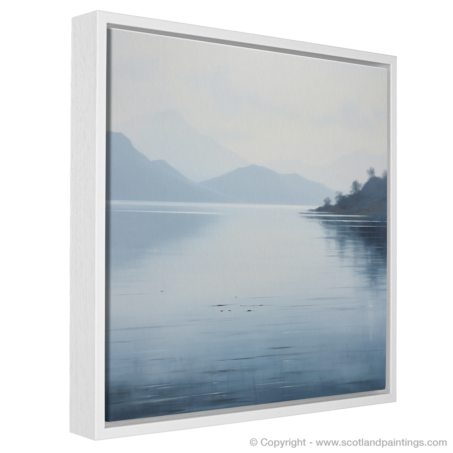 Painting and Art Print of Misty morning on Loch Lomond. Misty Morning Serenity on Loch Lomond.