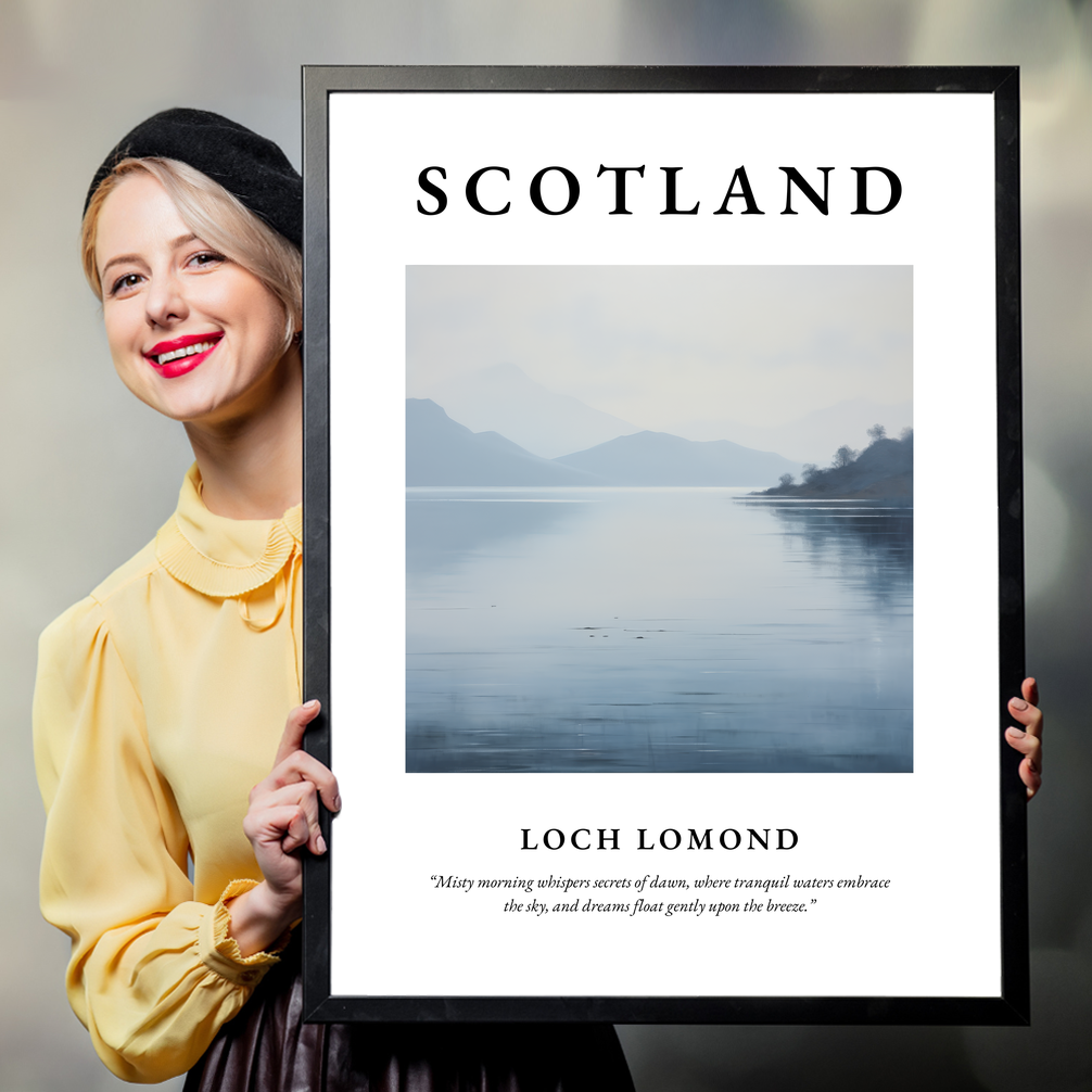 Person holding a poster of Loch Lomond