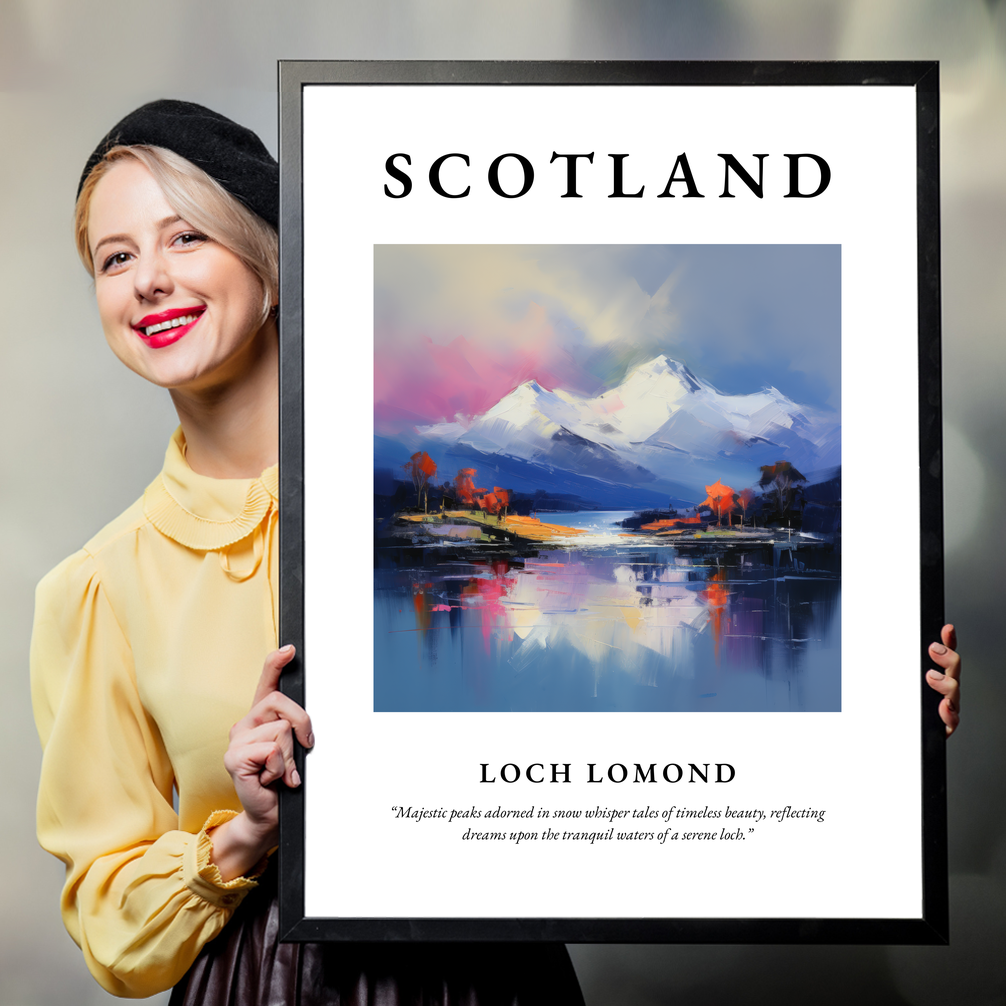 Person holding a poster of Loch Lomond