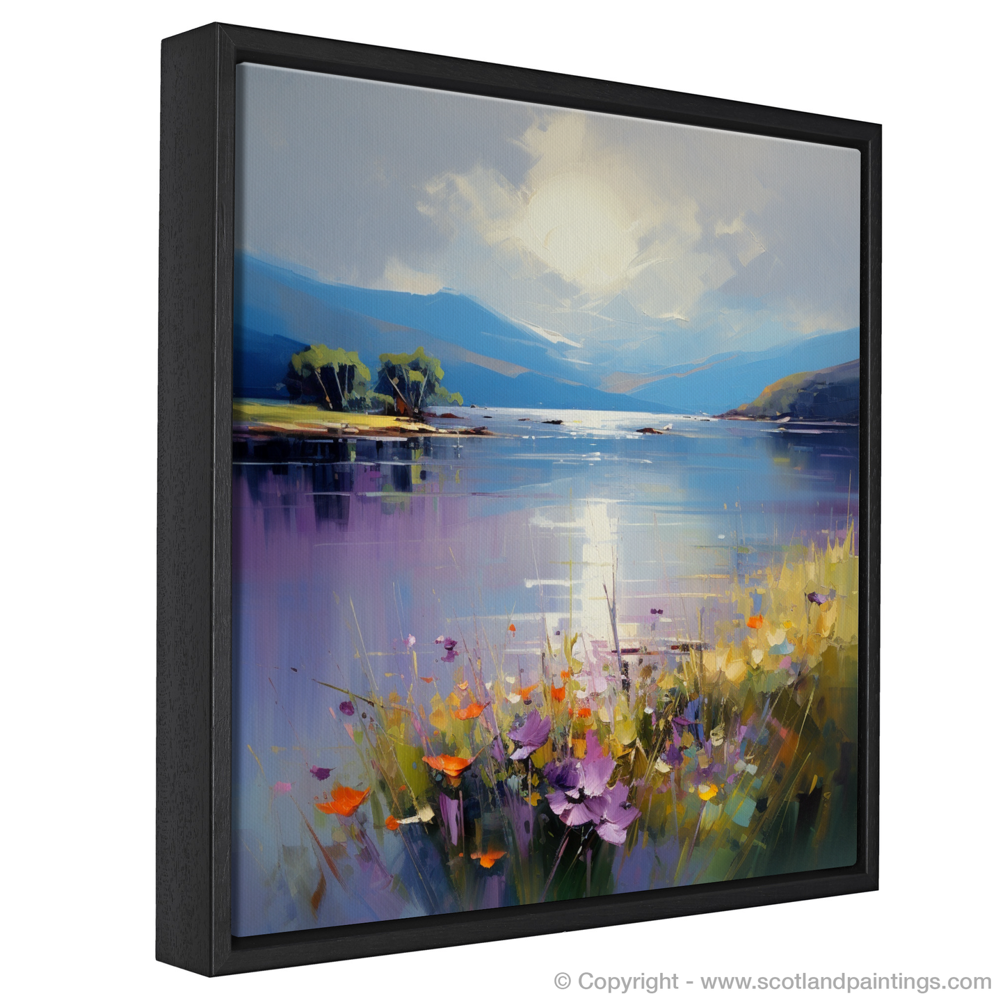 Painting and Art Print of Wildflowers by Loch Lomond entitled "Wildflowers Blaze by Loch Lomond - An Expressionist Ode to Scotland's Wilderness".