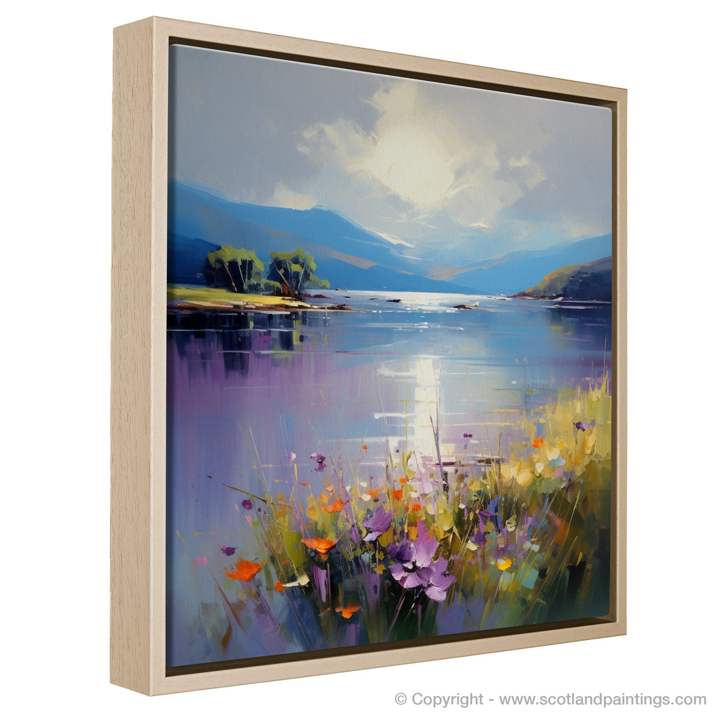 Painting and Art Print of Wildflowers by Loch Lomond entitled "Wildflowers Blaze by Loch Lomond - An Expressionist Ode to Scotland's Wilderness".