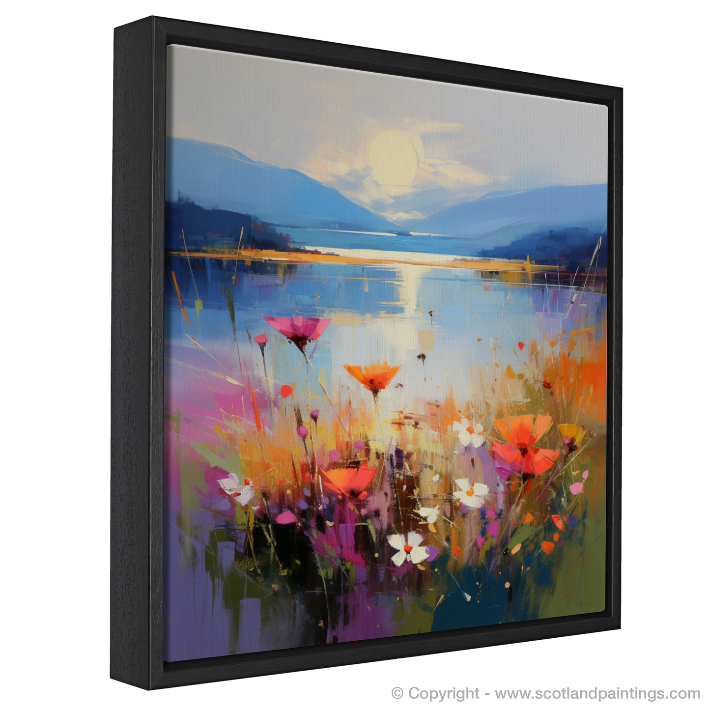 Painting and Art Print of Wildflowers by Loch Lomond entitled "Wildflowers by Loch Lomond: An Expressionist Ode to Nature's Splendour".