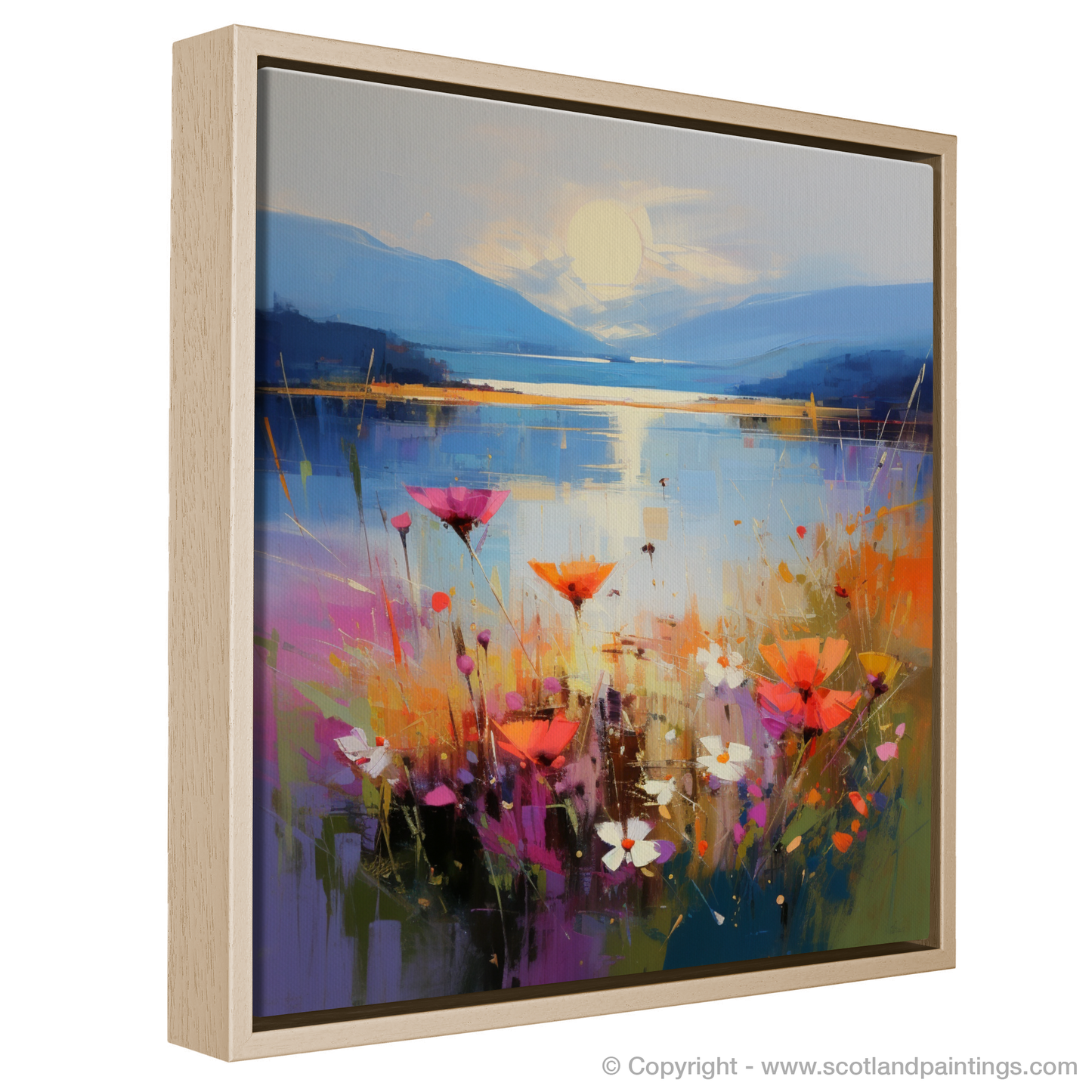 Painting and Art Print of Wildflowers by Loch Lomond entitled "Wildflowers by Loch Lomond: An Expressionist Ode to Nature's Splendour".