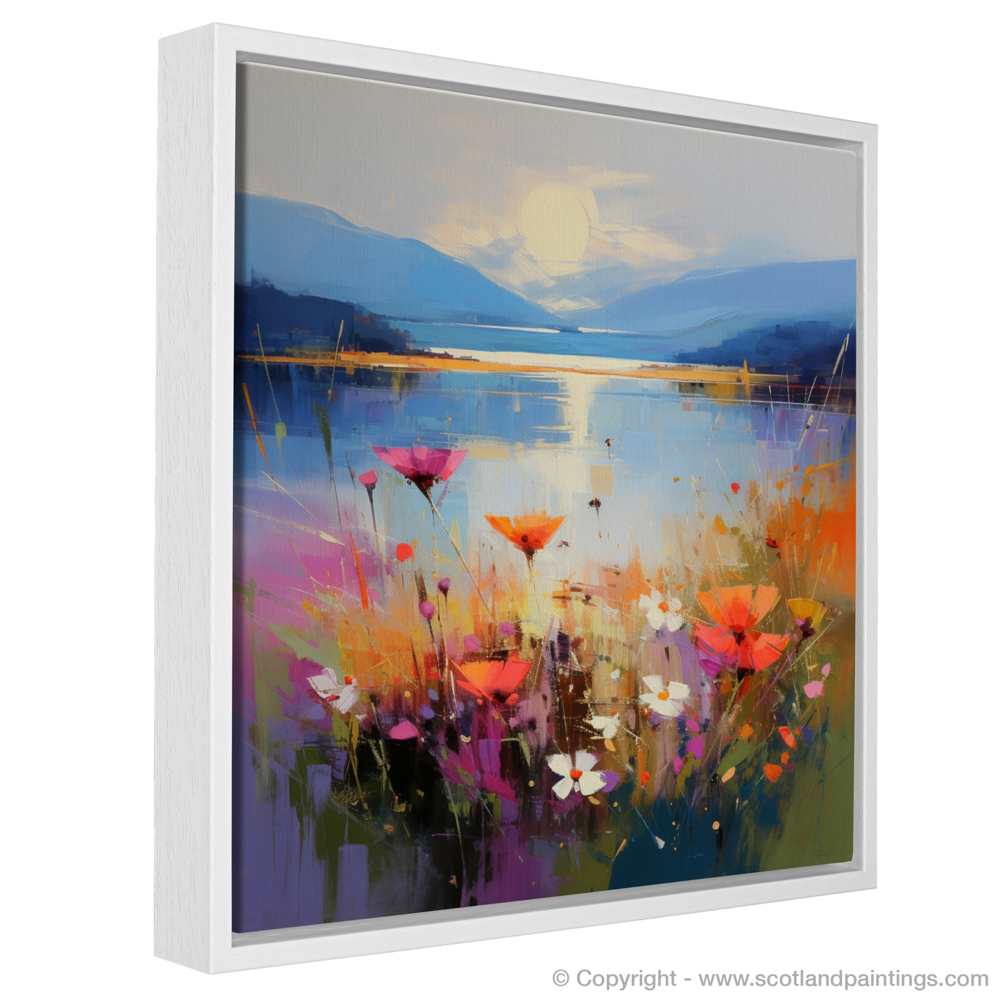 Painting and Art Print of Wildflowers by Loch Lomond entitled "Wildflowers by Loch Lomond: An Expressionist Ode to Nature's Splendour".