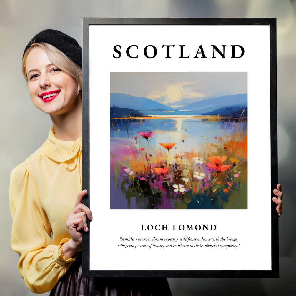 Person holding a poster of Loch Lomond