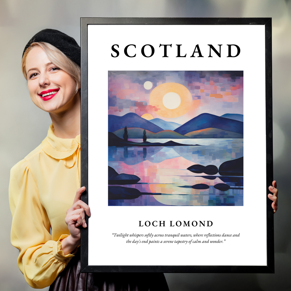 Person holding a poster of Loch Lomond