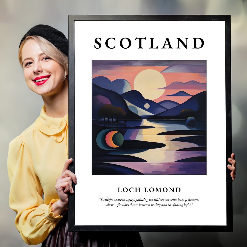 Person holding a poster of Loch Lomond