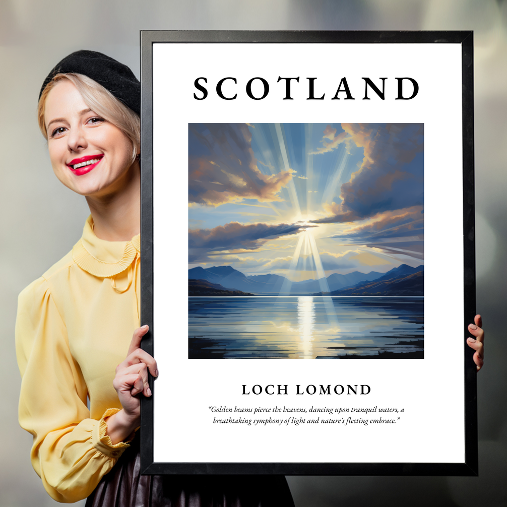 Person holding a poster of Loch Lomond