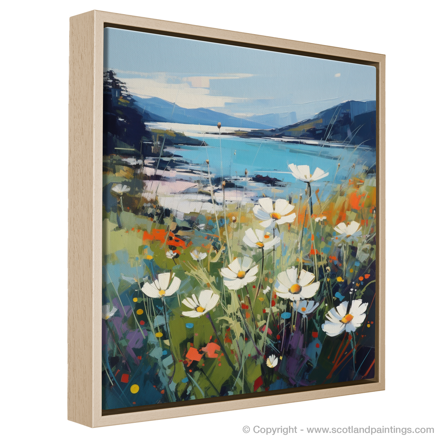 Painting and Art Print of Wildflowers by Loch Lomond entitled "Wildflowers by Loch Lomond: A Contemporary Ode to Natural Splendour".