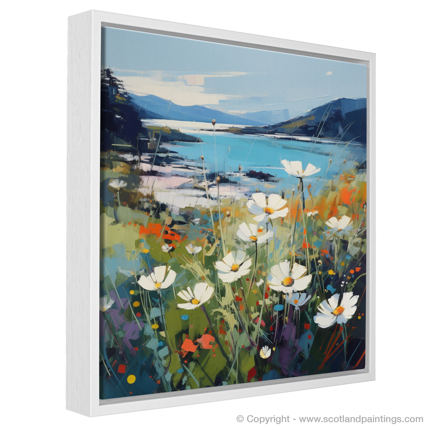 Painting and Art Print of Wildflowers by Loch Lomond entitled "Wildflowers by Loch Lomond: A Contemporary Ode to Natural Splendour".