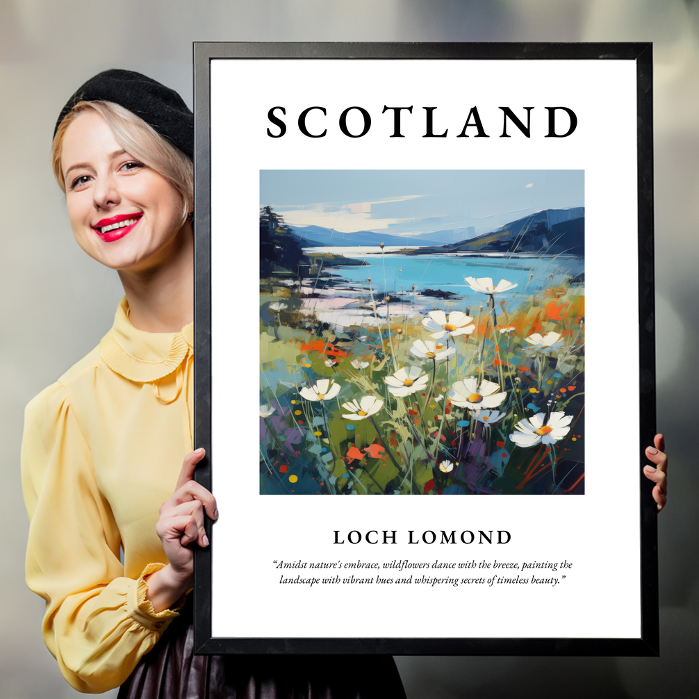 Person holding a poster of Loch Lomond