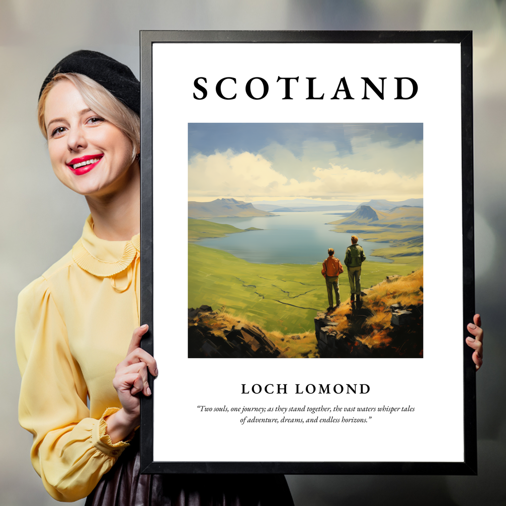 Person holding a poster of Loch Lomond