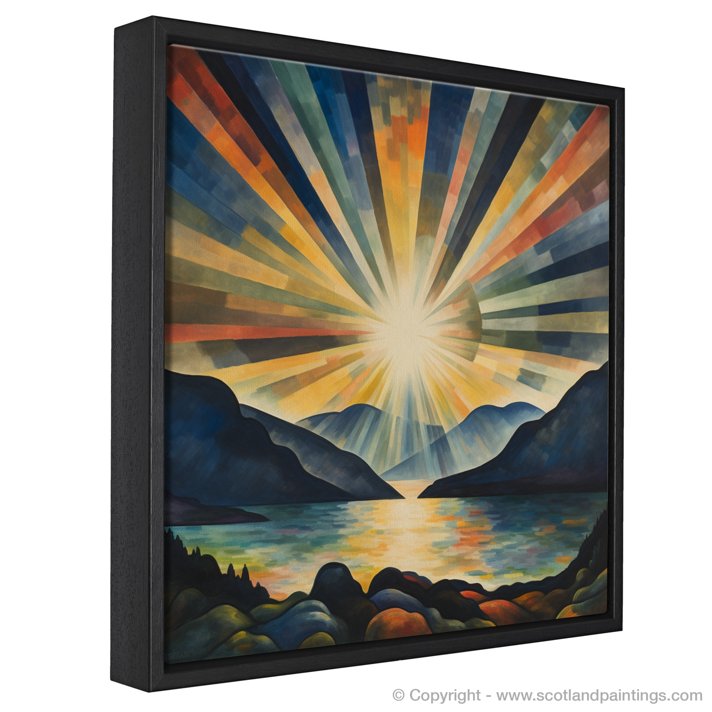 Painting and Art Print of Crepuscular rays above Loch Lomond entitled "Crepuscular Majesty: A Loch Lomond Abstract".