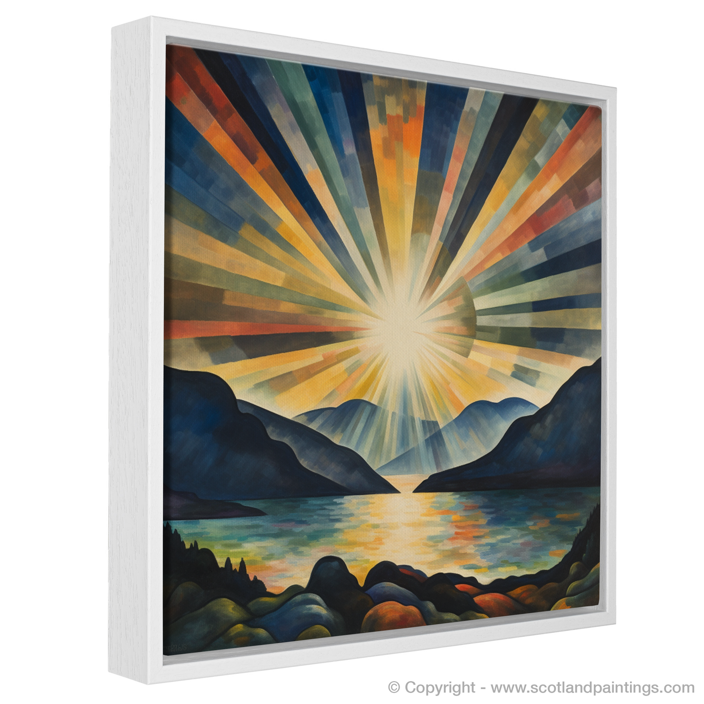 Painting and Art Print of Crepuscular rays above Loch Lomond entitled "Crepuscular Majesty: A Loch Lomond Abstract".