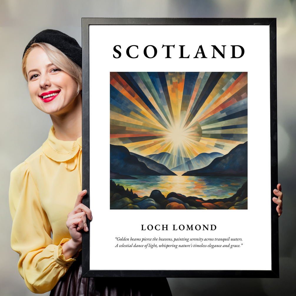 Person holding a poster of Loch Lomond