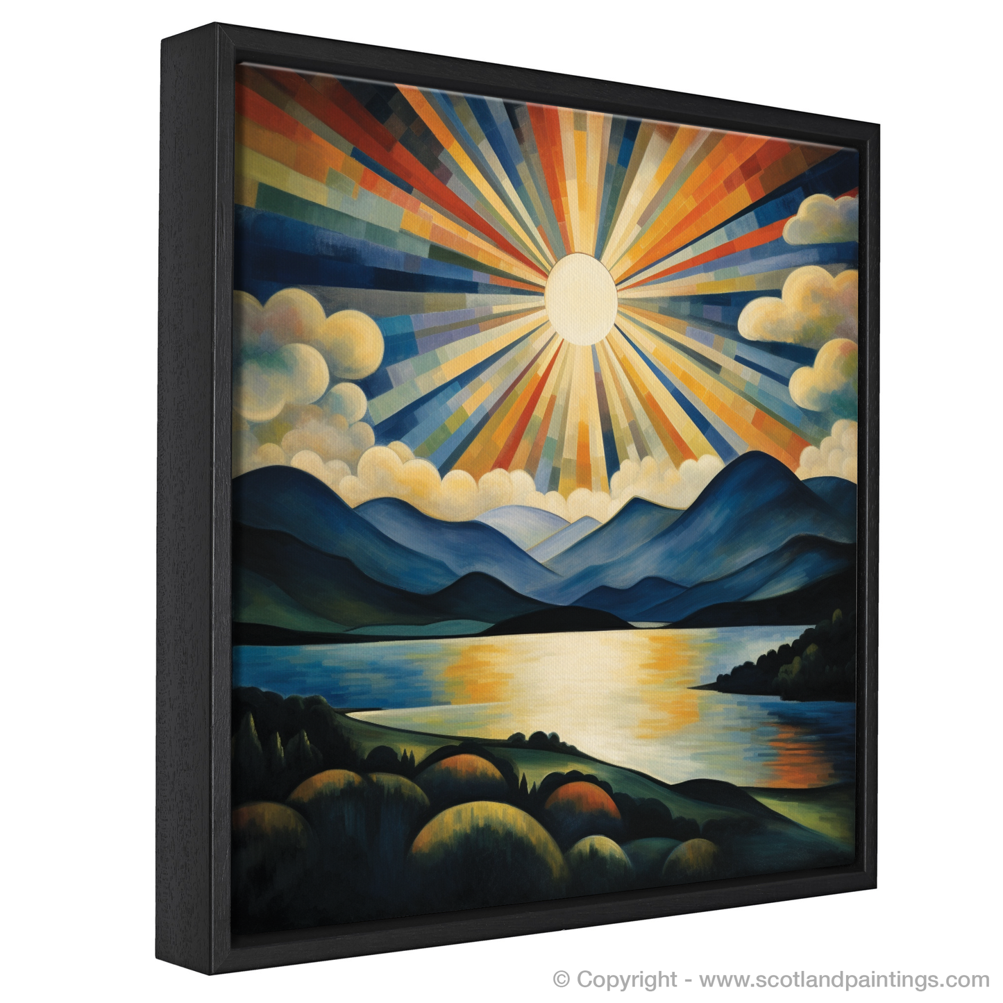 Painting and Art Print of Crepuscular rays above Loch Lomond entitled "Crepuscular Majesty over Loch Lomond".