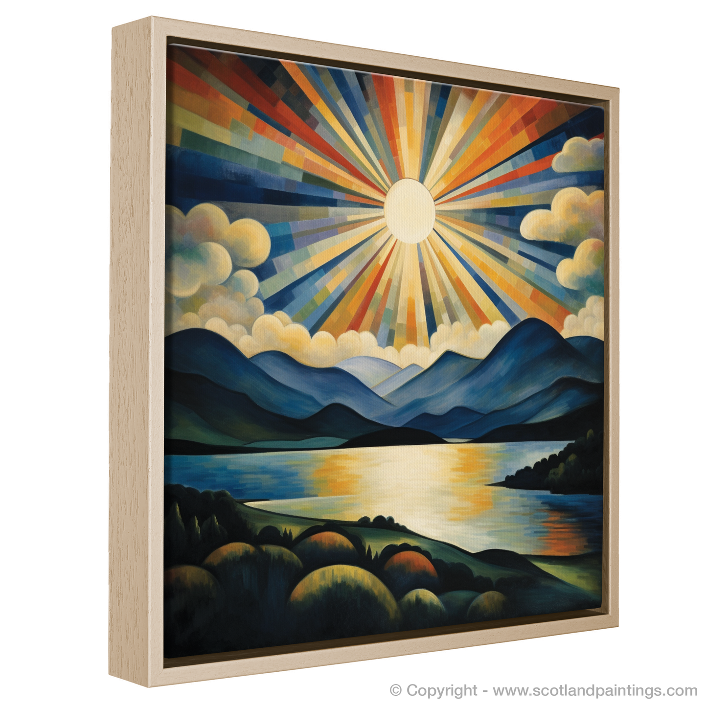 Painting and Art Print of Crepuscular rays above Loch Lomond entitled "Crepuscular Majesty over Loch Lomond".