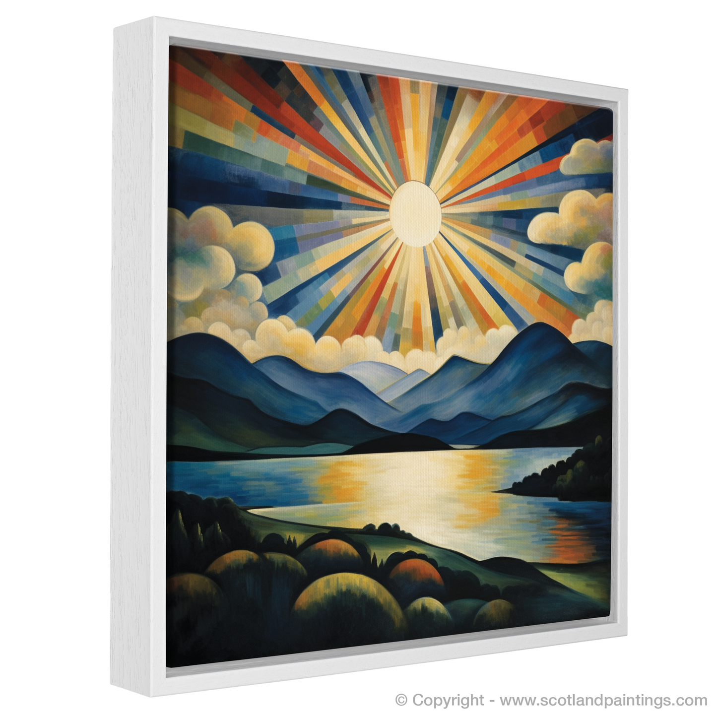 Painting and Art Print of Crepuscular rays above Loch Lomond entitled "Crepuscular Majesty over Loch Lomond".