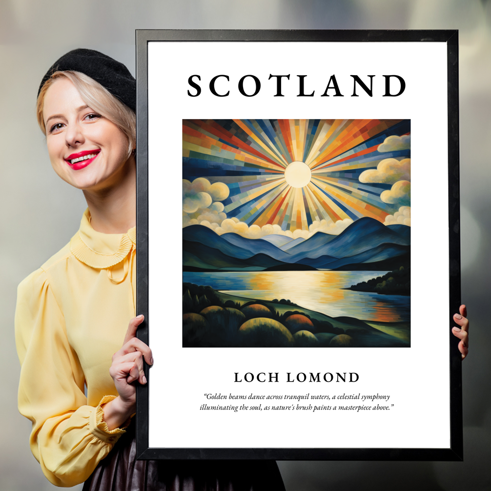 Person holding a poster of Loch Lomond