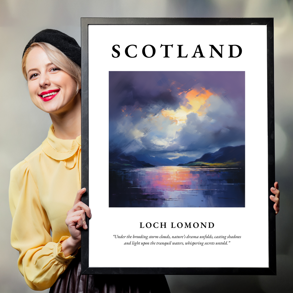 Person holding a poster of Loch Lomond