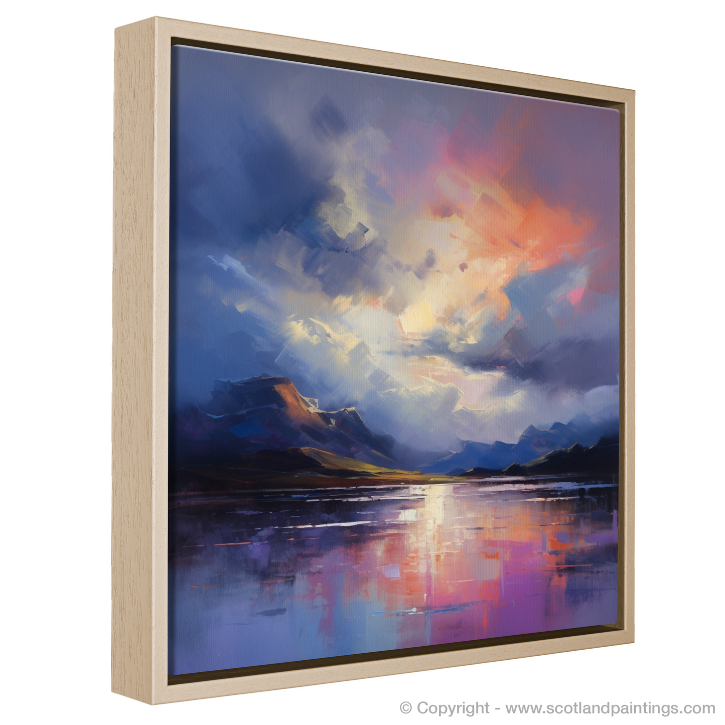 Painting and Art Print of Storm clouds above Loch Lomond entitled "Storm's Embrace over Loch Lomond".