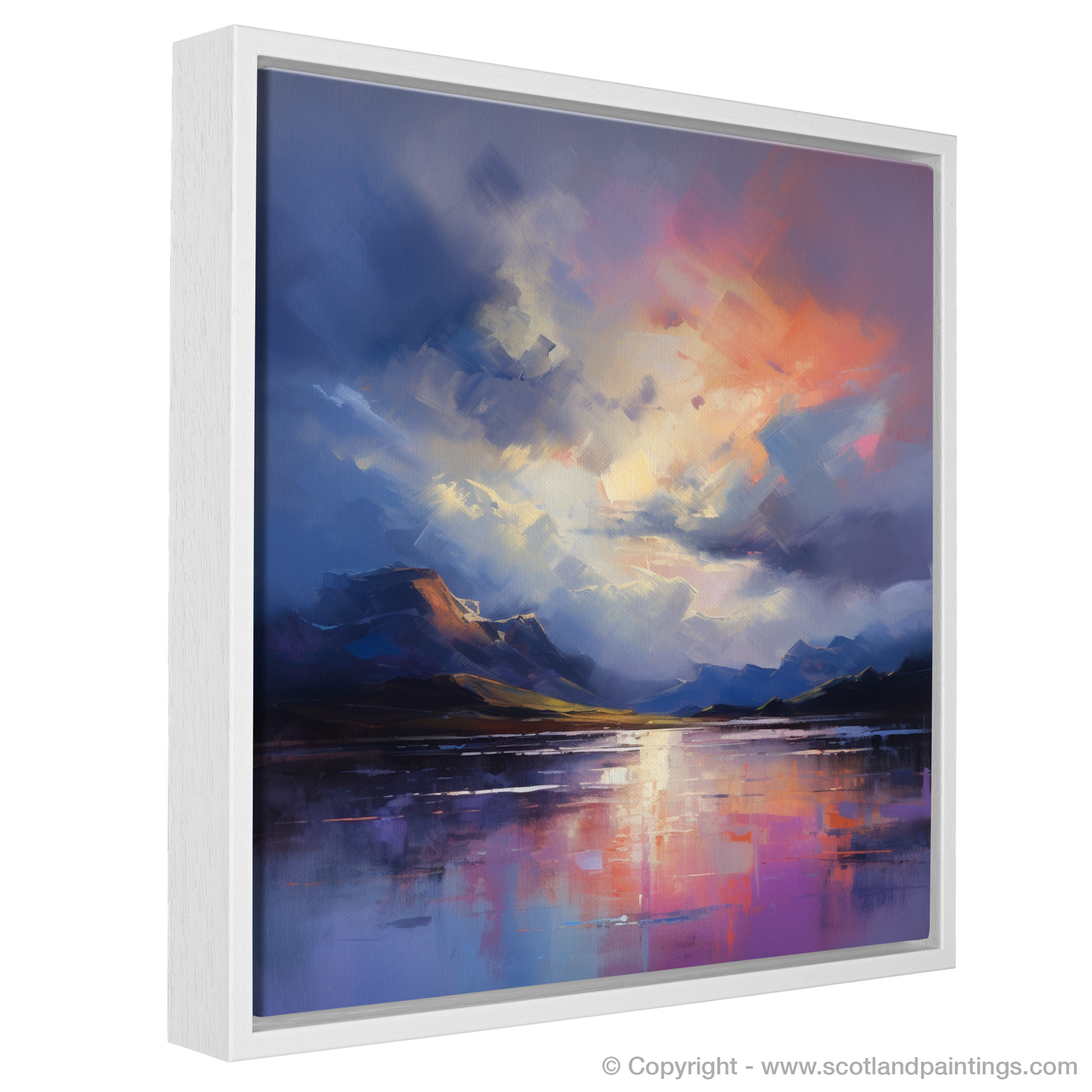 Painting and Art Print of Storm clouds above Loch Lomond entitled "Storm's Embrace over Loch Lomond".