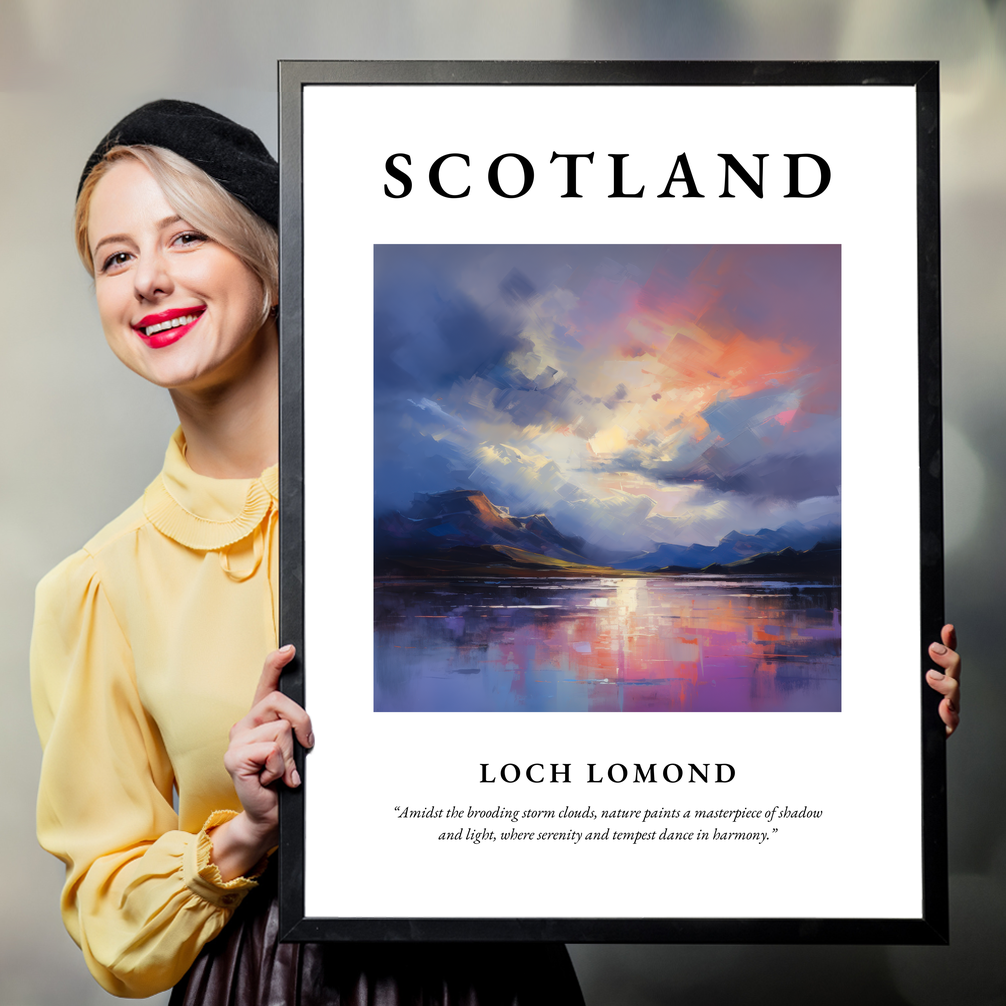 Person holding a poster of Loch Lomond