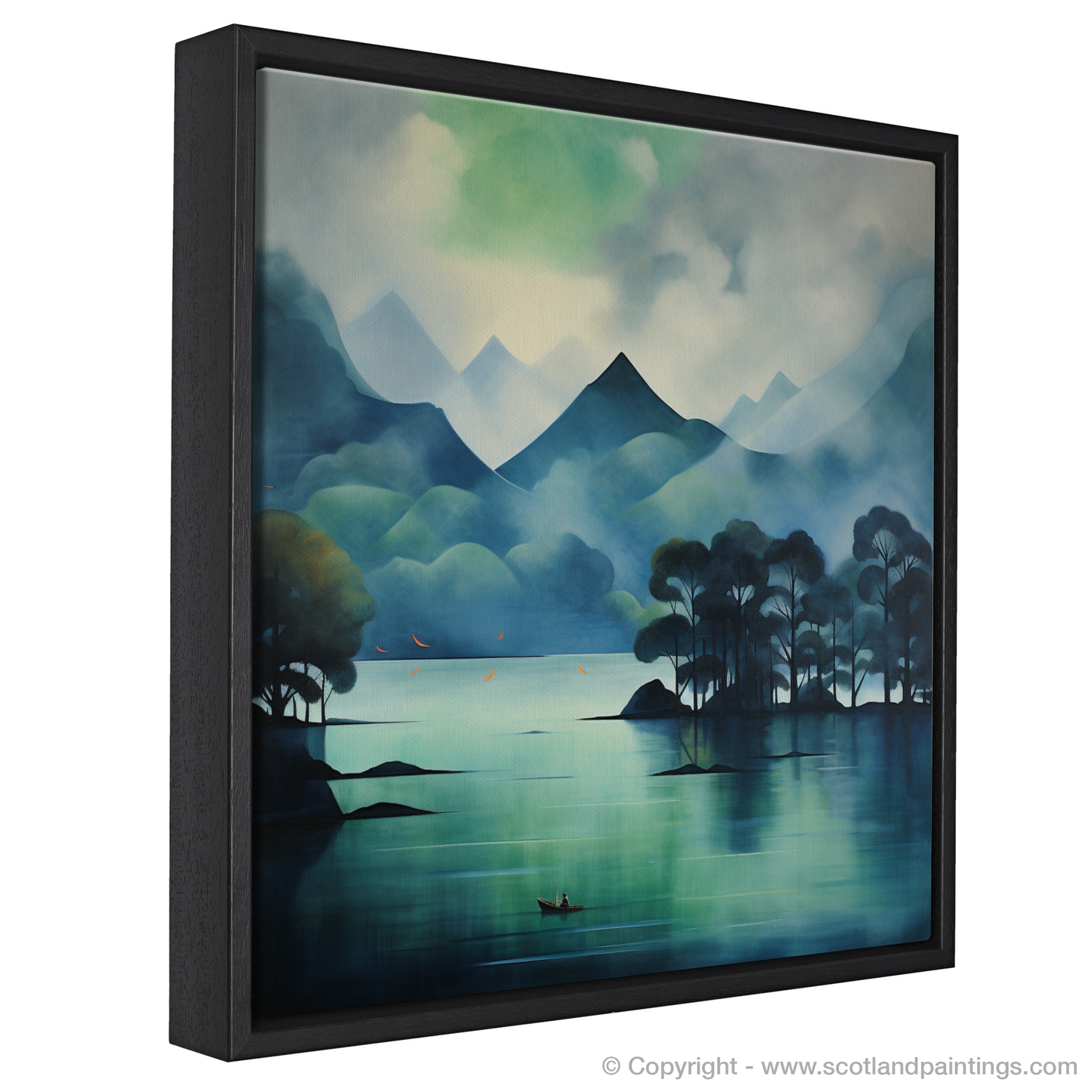 Painting and Art Print of Misty morning on Loch Lomond entitled "Misty Morning Majesty on Loch Lomond".