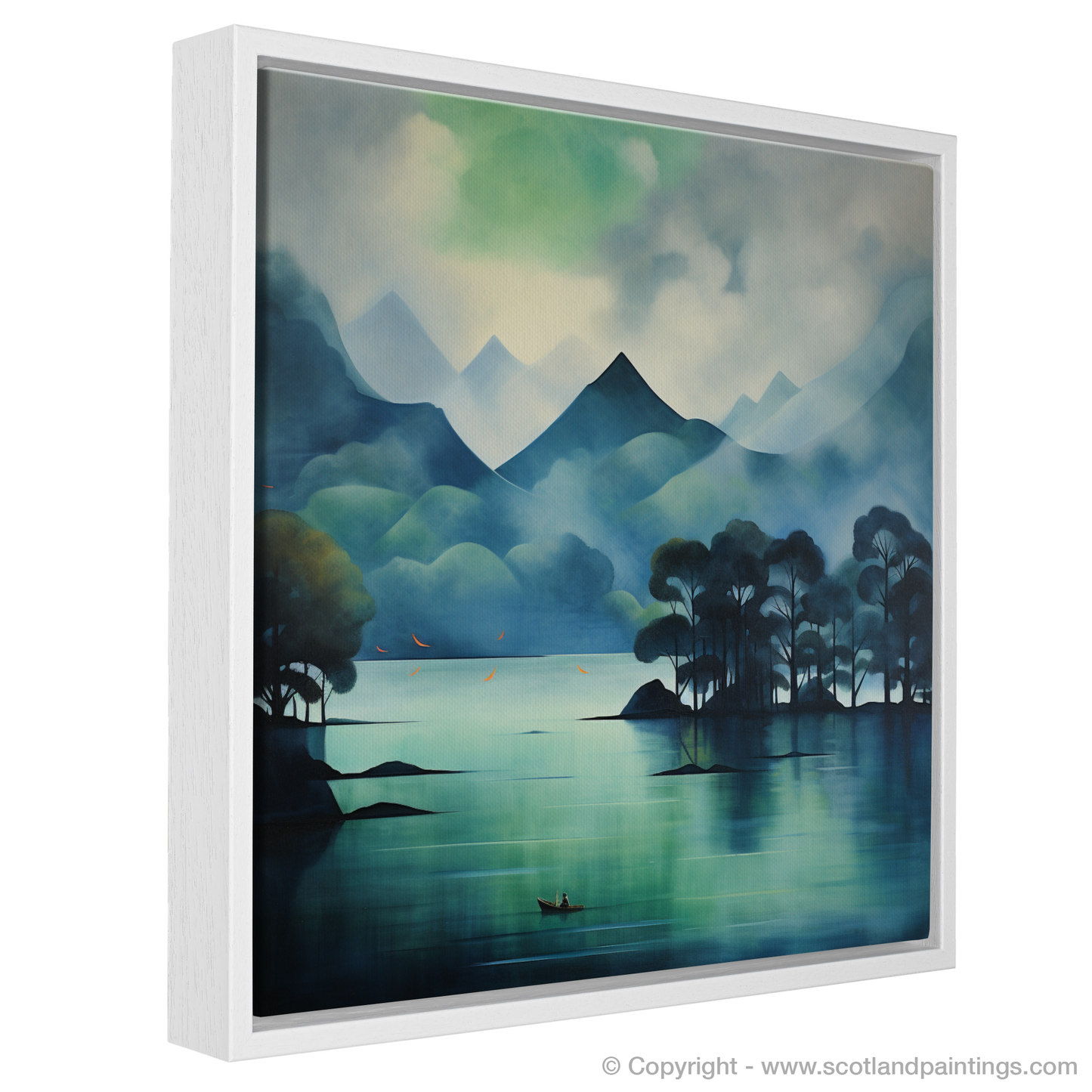 Painting and Art Print of Misty morning on Loch Lomond entitled "Misty Morning Majesty on Loch Lomond".