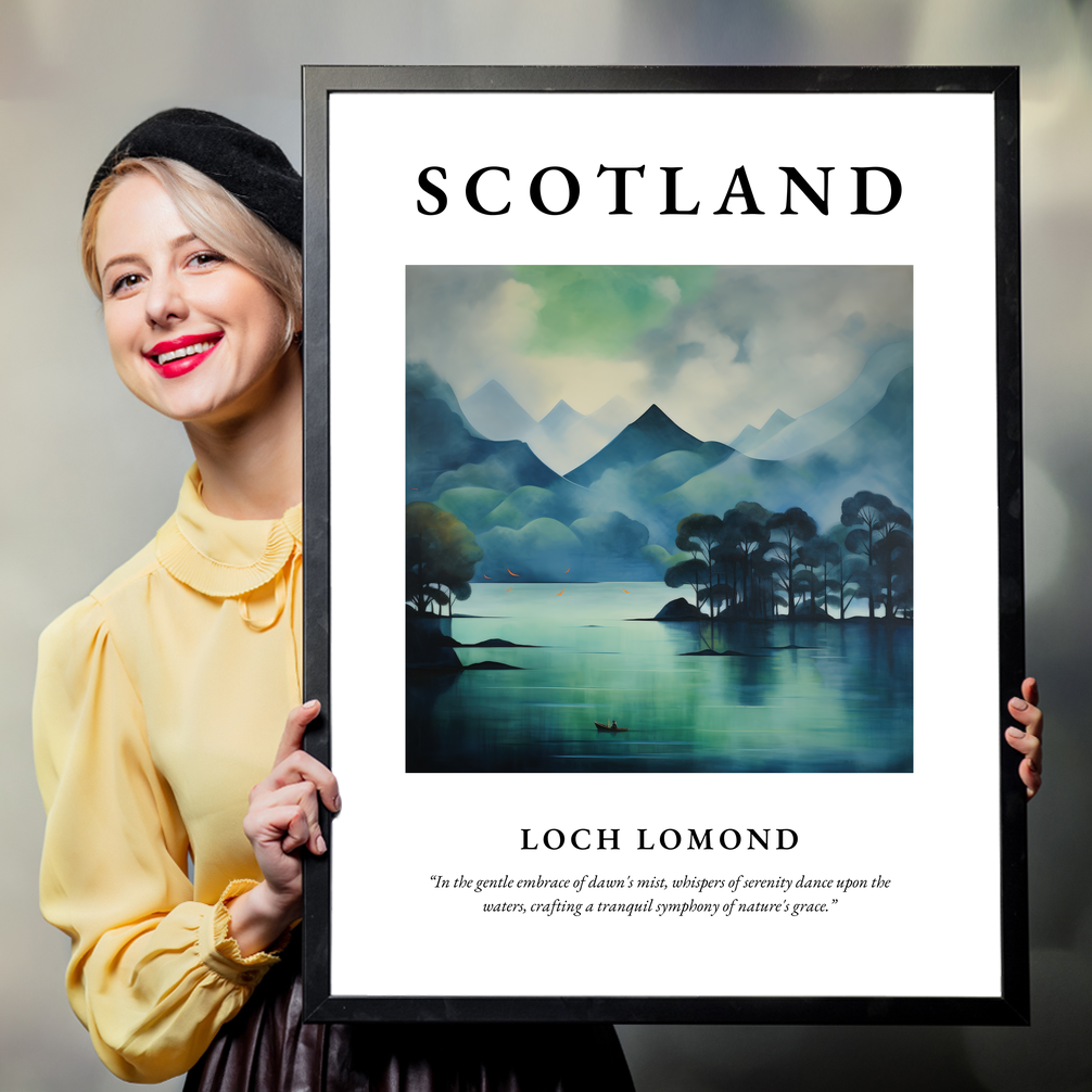 Person holding a poster of Loch Lomond